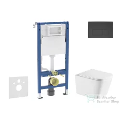   Geberit Duofix Basic falra szerelhető WC szett, Kielle Arkas I Vortex+ WC softclose ülőkével, Geberit Delta 50 matt fekete nyomólappal SANI11CA5184