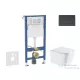 Geberit Duofix Basic falra szerelhető WC szett, Kielle Arkas I Vortex+ WC softclose ülőkével, Geberit Delta 50 matt fekete nyomólappal SANI11CA5184