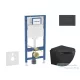 Geberit Duofix falra szerelhető WC szett, Kielle OUDEE Vortex rimless+ WC softclose ülőkével, Geberit Sigma 30 matt/fényes fekete nyomólappal, matt fekete SANI11CA5503