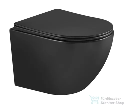 Geberit Duofix falra szerelhető WC szett, Kielle OUDEE Vortex rimless+ WC softclose ülőkével, Geberit Sigma 30 matt/fényes fekete nyomólappal, matt fekete SANI11CA5503