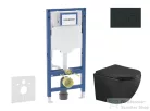 Geberit Duofix falra szerelhető WC szett, Kielle OUDEE Vortex rimless+ WC softclose ülőkével, Geberit Sigma 20 matt/fényes fekete nyomólappal, matt fekete SANI11CA5504