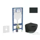 Geberit Duofix falra szerelhető WC szett, Kielle OUDEE Vortex rimless+ WC softclose ülőkével, Geberit Sigma 20 matt/fényes fekete nyomólappal, matt fekete SANI11CA5504