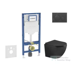   Geberit Duofix falra szerelhető WC szett, Kielle OUDEE Vortex rimless+ WC softclose ülőkével, Geberit Sigma 20 fényes/matt fekete nyomólappal, matt fekete SANI11CA5506