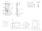Geberit Duofix falra szerelhető WC szett, Kielle OUDEE Vortex rimless+ WC softclose ülőkével, Geberit Sigma 20 fényes/matt fekete nyomólappal, matt fekete SANI11CA5506