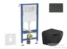 Geberit Duofix Basic falra szerelhető WC szett, Kielle OUDEE Vortex rimless+ WC softclose ülőkével, Geberit Delta 50 matt fekete nyomólappal, matt fekete SANI11CA5507