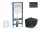 Geberit Duofix Basic falra szerelhető WC szett, Kielle OUDEE Vortex rimless+ WC softclose ülőkével, Geberit Delta 50 matt fekete nyomólappal, matt fekete SANI11CA5507