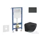 Geberit Duofix Basic falra szerelhető WC szett, Kielle OUDEE Vortex rimless+ WC softclose ülőkével, Geberit Delta 50 matt fekete nyomólappal, matt fekete SANI11CA5507