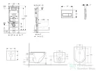 Geberit Duofix Basic falra szerelhető WC szett, Kielle OUDEE Vortex rimless+ WC softclose ülőkével, Geberit Delta 50 matt fekete nyomólappal, matt fekete SANI11CA5507