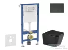 Geberit Duofix Basic falra szerelhető WC szett, Kielle ARKAS I Vortex rimless+ WC softclose ülőkével, Geberit Delta 50 matt fekete nyomólappal, matt fekete SANI11CA5513