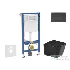   Geberit Duofix Basic falra szerelhető WC szett, Kielle ARKAS I Vortex rimless+ WC softclose ülőkével, Geberit Delta 50 matt fekete nyomólappal, matt fekete SANI11CA5513