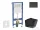 Geberit Duofix Basic falra szerelhető WC szett, Kielle ARKAS I Vortex rimless+ WC softclose ülőkével, Geberit Delta 50 matt fekete nyomólappal, matt fekete SANI11CA5513