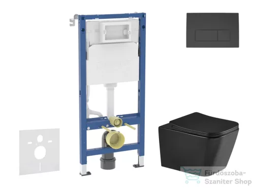 Geberit Duofix Basic falra szerelhető WC szett, Kielle ARKAS I Vortex rimless+ WC softclose ülőkével, Geberit Delta 50 matt fekete nyomólappal, matt fekete SANI11CA5513