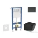 Geberit Duofix Basic falra szerelhető WC szett, Kielle ARKAS I Vortex rimless+ WC softclose ülőkével, Geberit Delta 50 matt fekete nyomólappal, matt fekete SANI11CA5513