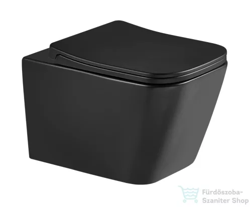 Geberit Duofix Basic falra szerelhető WC szett, Kielle ARKAS I Vortex rimless+ WC softclose ülőkével, Geberit Delta 50 matt fekete nyomólappal, matt fekete SANI11CA5513