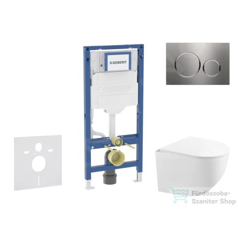 Geberit Duofix falra szerelhető WC szett, Kielle Gaia kompakt WC soft close ülőkével, Geberit Sigma 20 acél nyomólappal SANI11CA6104B