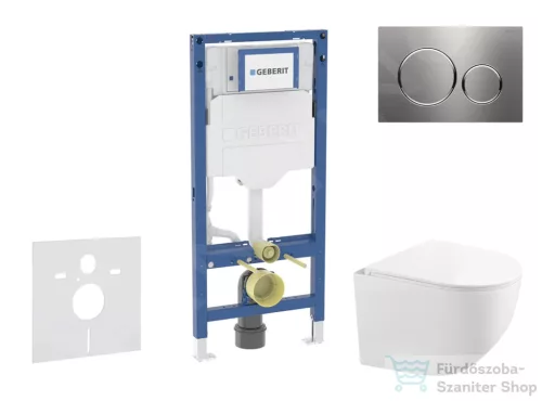 Geberit Duofix falra szerelhető WC szett, Kielle Gaia kompakt WC soft close ülőkével, Geberit Sigma 20 acél nyomólappal SANI11CA6104B