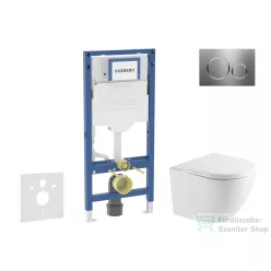  Geberit Duofix falra szerelhető WC szett, Kielle OUDEE Vortex rimless+ WC softclose ülőkével, Geberit Sigma 20 rozsdamentes acél nyomólappal, fehér SANI11CA6170