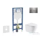 Geberit Duofix falra szerelhető WC szett, Kielle NEFIA Vortex rimless+ WC softclose ülőkével, Geberit Sigma 20 rozsdamentes acél nyomólappal, fehér SANI11CA6171