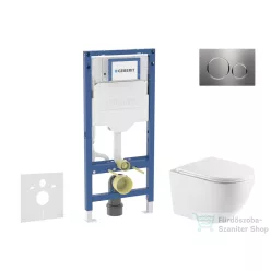   Geberit Duofix falra szerelhető WC szett, Kielle OUDEE Vortex rimless+ WC softclose ülőkével, Geberit Sigma 20 rozsdamentes acél nyomólappal, fehér SANI11CA6172