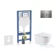 Geberit Duofix falra szerelhető WC szett, Kielle OUDEE Vortex rimless+ WC softclose ülőkével, Geberit Sigma 20 rozsdamentes acél nyomólappal, fehér SANI11CA6172