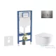 Geberit Duofix falra szerelhető WC szett, Kielle OUDEE Vortex rimless+ WC softclose ülőkével, Geberit Sigma 20 rozsdamentes acél nyomólappal, fehér SANI11CA6173