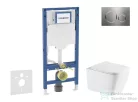 Geberit Duofix falra szerelhető WC szett, Kielle ARKAS I Vortex rimless+ WC softclose ülőkével, Geberit Sigma 20 rozsdamentes acél nyomólappal, fehér SANI11CA6174