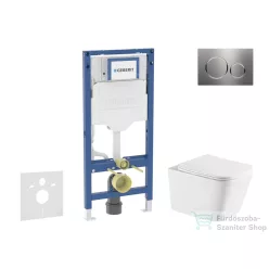   Geberit Duofix falra szerelhető WC szett, Kielle ARKAS I Vortex rimless+ WC softclose ülőkével, Geberit Sigma 20 rozsdamentes acél nyomólappal, fehér SANI11CA6174