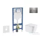 Geberit Duofix falra szerelhető WC szett, Kielle ARKAS I Vortex rimless+ WC softclose ülőkével, Geberit Sigma 20 rozsdamentes acél nyomólappal, fehér SANI11CA6174