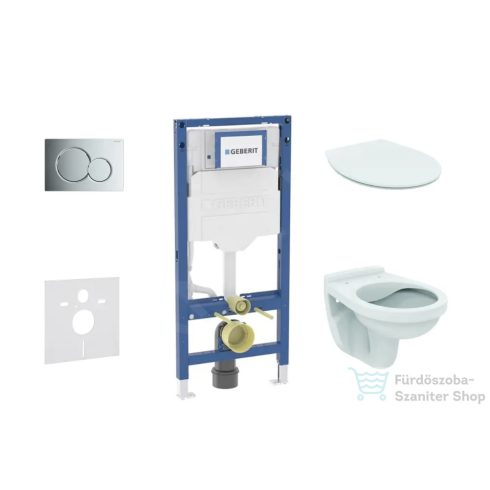Geberit Duofix falra szerelhető WC szett, Ideal Standard Alpha WC soft close ülőkével, Geberit Sigma 01 fényes króm nyomólappal SANI11CD1101
