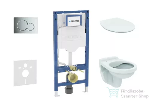 Geberit Duofix falra szerelhető WC szett, Ideal Standard Alpha WC soft close ülőkével, Geberit Sigma 01 fényes króm nyomólappal SANI11CD1101