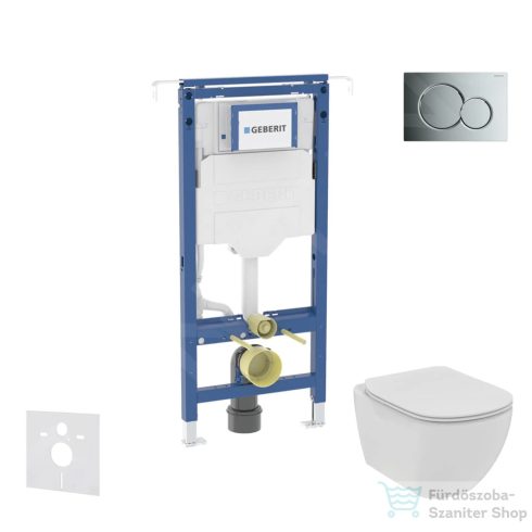 Geberit Duofix falra szerelhető WC szett, Ideal Standard Tesi WC soft close ülőkével, Geberit Sigma 01 fényes króm nyomólappal SANI11CD1102