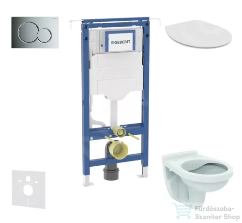 Geberit Duofix falra szerelhető WC szett, Ideal Standard Alpha Wc soft close ülőkével, Sigma 01 fényes króm nyomólappal SANI11CD1104