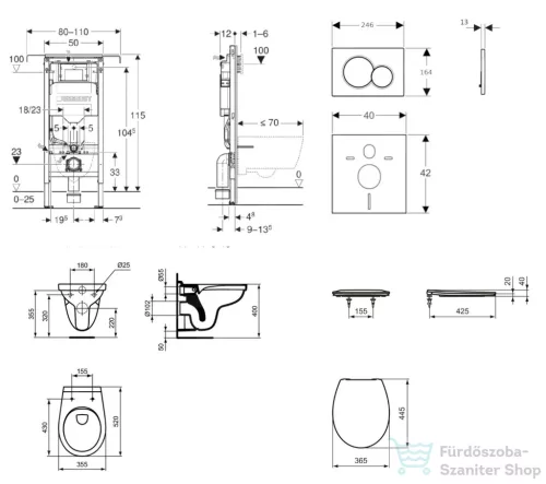 Geberit Duofix falra szerelhető WC szett, Ideal Standard Alpha Wc soft close ülőkével, Sigma 01 fényes króm nyomólappal SANI11CD1104