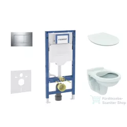   Geberit Duofix falra szerelhető WC szett, Ideal Standard Alpha WC soft close ülőkével, Geberit Sigma 30 fényes króm nyomólappal SANI11CD1105