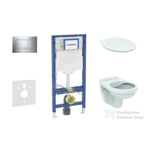 Geberit Duofix falra szerelhető WC szett, Ideal Standard Alpha WC soft close ülőkével, Geberit Sigma 30 fényes króm nyomólappal SANI11CD1105