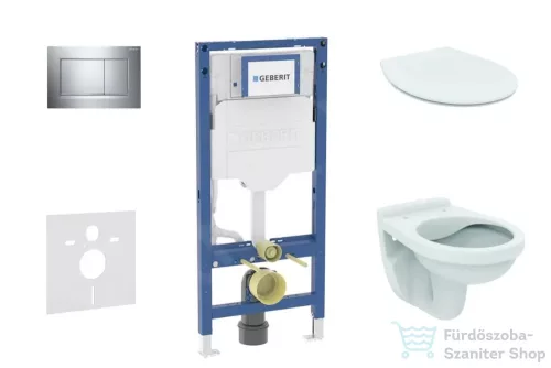 Geberit Duofix falra szerelhető WC szett, Ideal Standard Alpha WC soft close ülőkével, Geberit Sigma 30 fényes króm nyomólappal SANI11CD1105