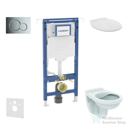 Geberit Duofix falra szerelhető WC szett, Ideal Standard Alpha WC ülőkével, Geberit Sigma 01 fényes króm nyomólappal SANI11CD1107
