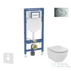   Geberit Duofix falra szerelhető WC szett, Ideal Standard Tesi WC ülőkével, Geberit Sigma 01 fényes króm nyomólappal SANI11CD1108