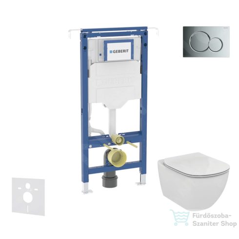 Geberit Duofix falra szerelhető WC szett, Ideal Standard Tesi WC ülőkével, Geberit Sigma 01 fényes króm nyomólappal SANI11CD1108