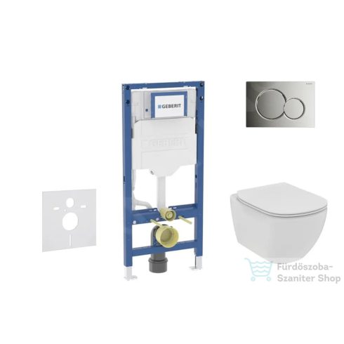 Geberit Duofix falra szerelhető WC szett, Ideal Standard Tesi WC soft close ülőkével, Geberit Sigma 01 fényes króm nyomólappal SANI11CD1109