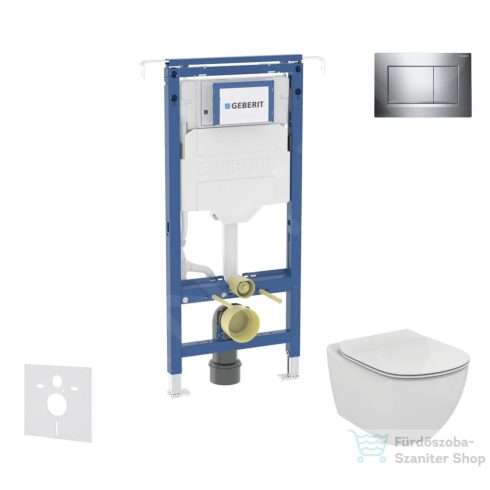 Geberit Duofix falra szerelhető WC szett, Ideal Standard Tesi Aquablade WC soft close ülőkével, Geberit Sigma 30 fényes/matt króm nyomólappal SANI11CD1111