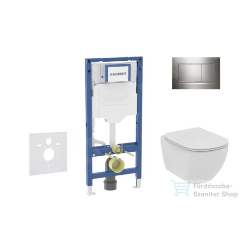 Geberit Duofix falra szerelhető WC szett, Ideal Standard Tesi WC soft close ülőkével, Geberit Sigma 30 fényes/matt króm nyomólappal SANI11CD1113