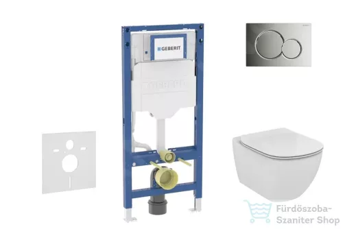 Geberit Duofix falra szerelhető WC szett, Ideal Standard Tesi WC soft close ülőkével, Geberit Sigma 01 fényes króm nyomólappal SANI11CD1117