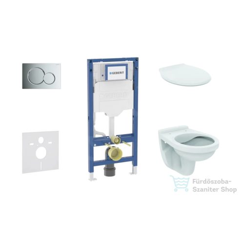 Geberit Duofix falra szerelhető WC szett, Ideal Standard Alpha WC ülőkével, Geberit Sigma 01 fényes króm nyomólappal SANI11CD1125