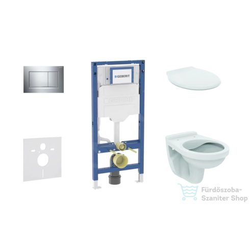 Geberit Duofix falra szerelhető WC szett, Ideal Standard Alpha WC ülőkével, Geberit Sigma 30 fényes króm nyomólappal SANI11CD1129