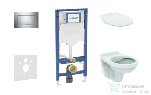 Geberit Duofix falra szerelhető WC szett, Ideal Standard Alpha WC ülőkével, Geberit Sigma 30 fényes króm nyomólappal SANI11CD1129