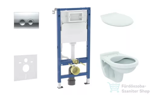 Geberit Duofix falra szerelhető WC szett, Ideal Stanard Alpha WC és ülőke, Geberit Delta 21 fényes króm nyomólappal SANI11CD1141