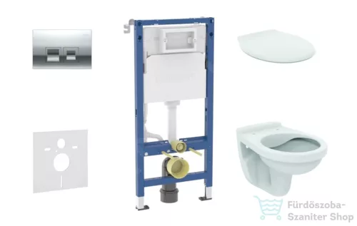 Geberit Duofix falra szerelhető WC szett, Ideal Stanard Alpha WC és ülőke, Geberit Delta 35 fényes króm nyomólappal SANI11CD1144