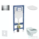Geberit Duofix falra szerelhető WC szett, Ideal Standard Alpha Wc soft close ülőkével, Sigma 30 matt króm nyomólappal SANI11CD2100