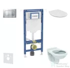 Geberit Duofix falra szerelhető WC szett, Ideal Standard Alpha Wc soft close ülőkével, Sigma 30 matt/fényes króm nyomólappal SANI11CD2101